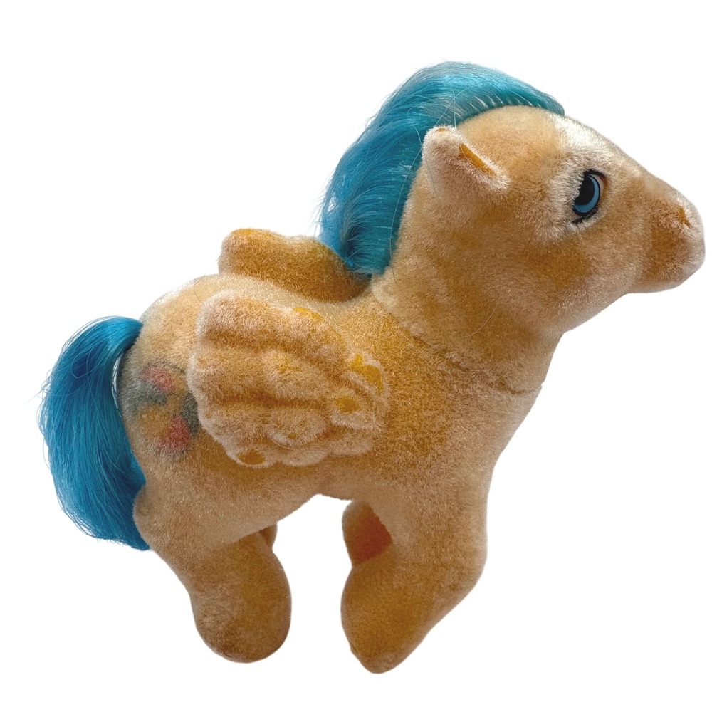 Vtg My Little Pony G1 So Soft Bouncy Flocked Yellow Pegasus Blue Hair 1986 MLP